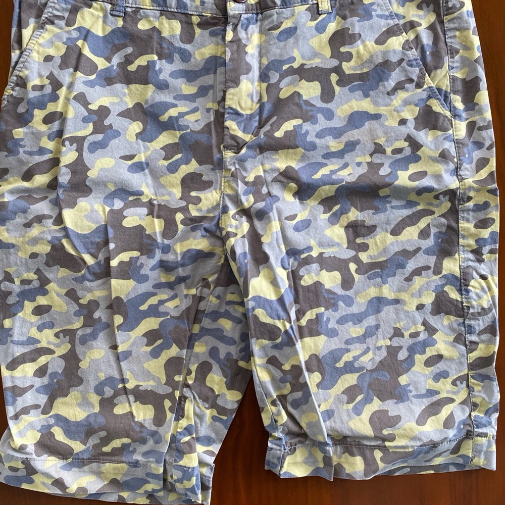 Gray and Yellow Cargo Shorts with Rugged Design